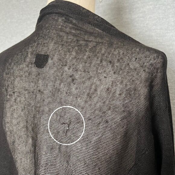 120% Lino Longline Cardigan Black Size S Sheer Open Gauzy Duster High Low Luxury - Picture 8 of 11